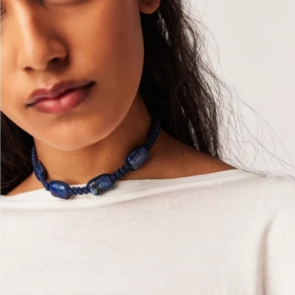 NWT Free People Sweet Carolina Choker Lapis Blue - Picture 1 of 7